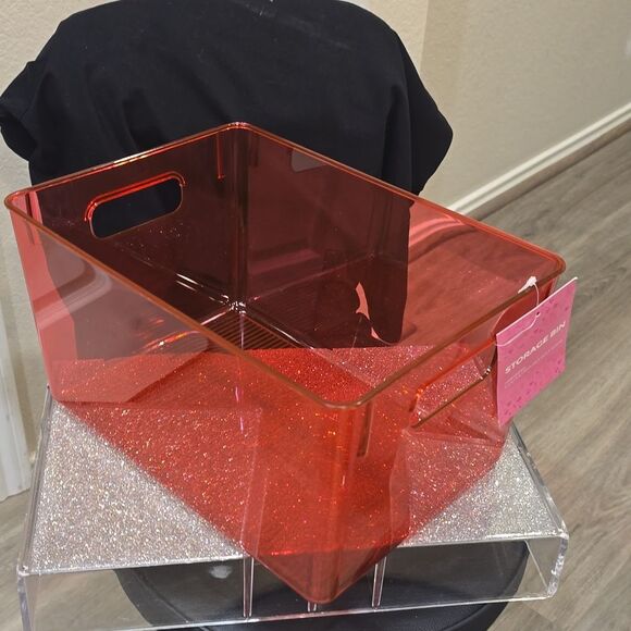 At Home Transparent Storage Bin w/Handles - Picture 4 of 7